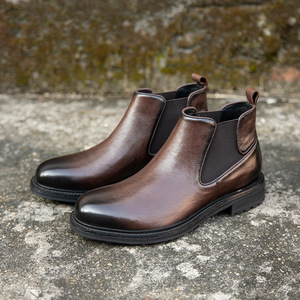 Bottes Chelsea montantes pour hommes, style mode, en cuir véritable fait main, respirantes, classiques et officielles - Product Image 2