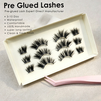 Vente en gros de cils sans colle à bande complète, demi-bande pré-collée, faux cils auto-adhésifs, fournisseur de cils sans colle