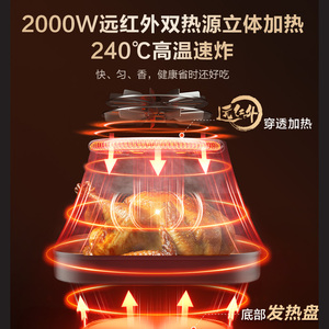 Freidora de Aire con Revestimiento Cerámico 1001-1500W, Cuadrada, Eléctrica, de Encimera, Cocción Rápida, Fácil de Limpiar, Versátil - Product Image 4