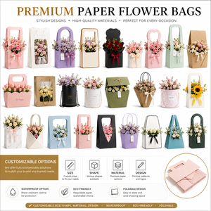 <span class=keywords><strong>Sac</strong></span> de transport trapézoïdal vierge pour fleurs avec fenêtre transparente et poignée en ruban de satin pour l'affichage en boutique florale ou pour les startups - Product Image 6
