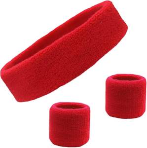 مجموعة عصابة عرق قطنية رياضية عصابة رأس تيري قماش معصم عرق كرة السلة عصابة عرق لليد ورباط رأس - Product Image 2