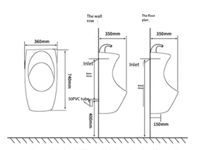 <span class=keywords><strong>Urinoir</strong></span> mural ou sur pied avec <span class=keywords><strong>lavabo</strong></span> pour salle de bain domestique, en céramique, à chasse d'eau par gravité, économie d'eau, facile à nettoyer - Product Image 6
