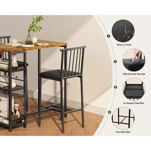 Creative and stylish retro-style <b>bar</b> counter <b>table</b> for home use, simple high-leg <b>table</b> and chair combination. - Product Image 3