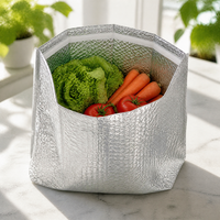 Sac isotherme en aluminium avec poignée, étanche et auto-scellant, pour l'expédition d'aliments congelés et de fruits de mer, conforme aux normes FDA et CE