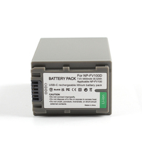 Batterie d'appareil photo OEM/RingTeam NP-FV100 Type-C avec décodage intelligent, sans messages d'erreur, double ports USB-C/USB, compatible avec Sony NP-FV100D