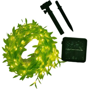 Năng lượng mặt trời Powered mây liễu lá đèn màu xanh lá cây LED <span class=keywords><strong>String</strong></span> Lights đối với vườn leo núi IP65 đánh giá PVC cơ thể đèn Tiger loạt - Product Image 5