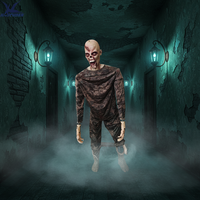Modèle de zombie sanglant animé électrique avec capteur de mouvement réaliste, animatronique, accessoire d'horreur pour Halloween, maison hantée, fête et événements.