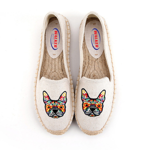 Espadrillas Casual fatte a mano per ragazze comode scarpe alla moda in lino canapa con ricamo traspirante per le donne - Product Image 1