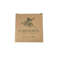 Boîte cadeau en papier kraft texturé de luxe, impression personnalisée d'illustration d'oiseau dessinée à la main, emballage de bougie en cire de soja naturelle