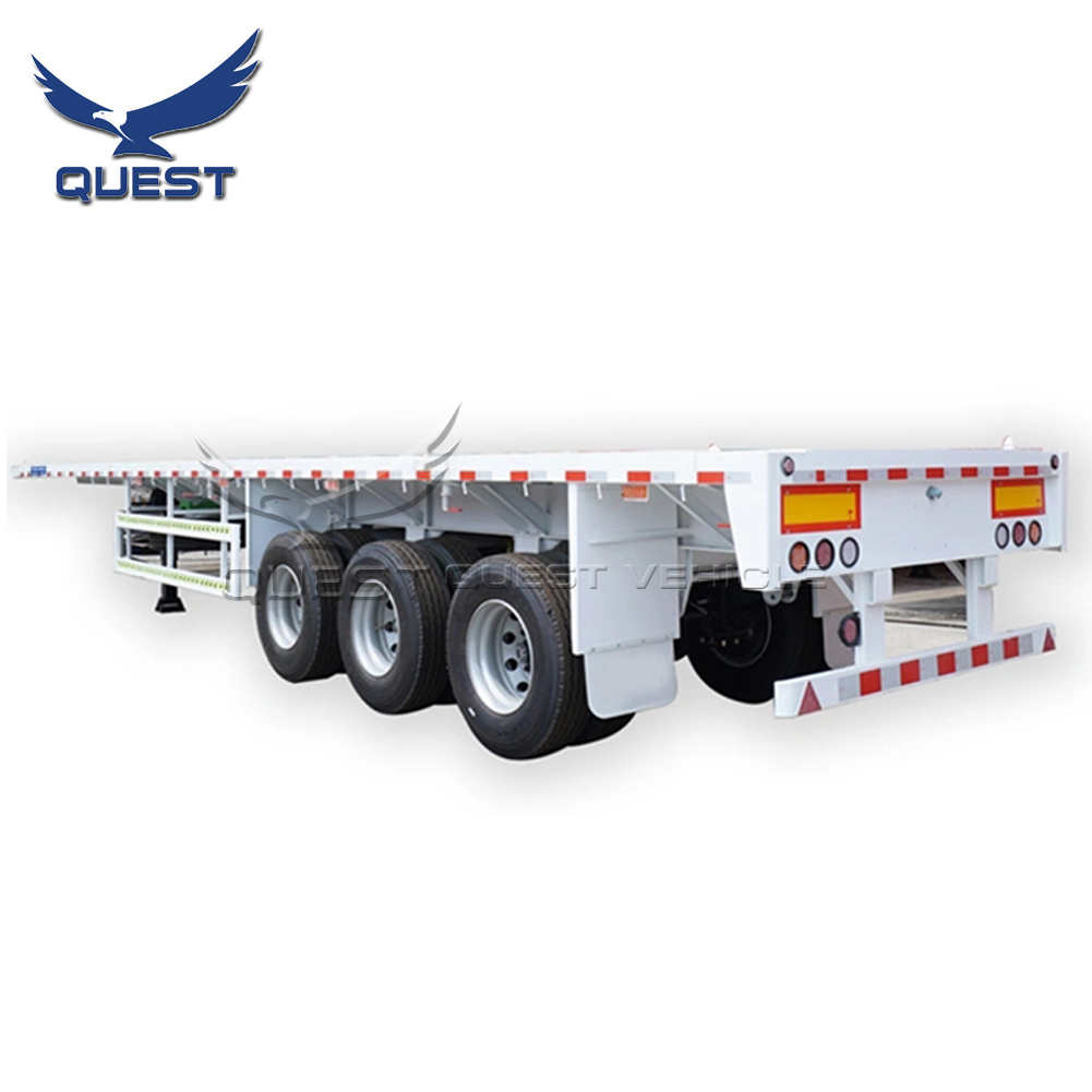 Грузовой контейнер QUEST для буксировки, 3 оси, 20 футов, 40 футов, платформа, полуприцеп, плоская платформа, грузовик, трейлер с замками для продажи