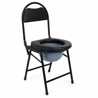 Chaise de toilette rembourrée avec siège en cuir capitonné, chaise de toilette pliable à dossier rond pour personnes âgées et handicapées