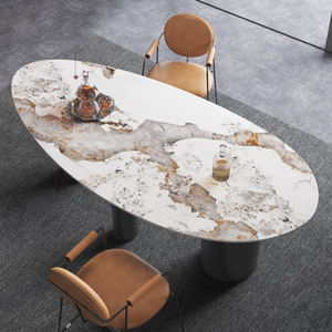 Juego de mesa de comedor dorado Rectangular de lujo moderno Juego de mesa de comedor de metal de 6 plazas y 4 sillas - Product Image 4