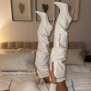 Big Size 45 Wide Fit Women's Over Knee High Thin Heels Zipper Pockets <b>Boots</b> Pointed Toe Shoes Stiletto Long Booties - Product Image 6