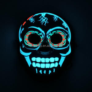 T-worthy หน้ากากแฟชั่น LED หน้ากาก3D El พร้อมหัวกะโหลกเรืองแสงหน้ากากพีวีซีฮาโลวีนปาร์ตี้หน้ากากรูปตัวตลก EL Wire - Product Image 5