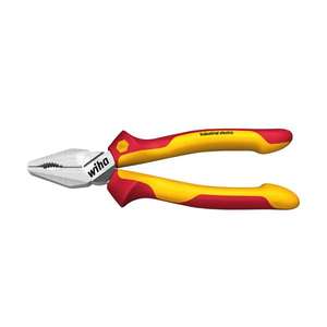 WIHA - 33186 High-leverage industrial electric 1000V combination <b>pliers</b> with DynamicJoint® and OptiGrip with extra long cutting - Product Image 1