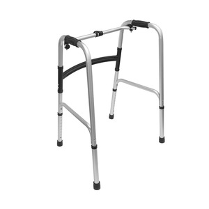 Height Adjustable Foldable Stainless Steel <b>Walker</b> For <b>Elderly</b> And Toddlers With Silver Finish And Manual Operation - Product Image 3