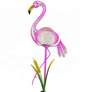 Solar Flamingo Garden Light With Crack Glass <b>Ball</b> <b>LED</b> Solar Powered Outdoor Decor Water Resistant Free Standing - Product Image 4