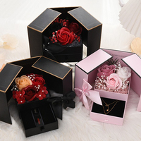 Coffret Cadeau Noir de Mariage Fleur Éternelle Anniversaire Fête des Mères Boîte à Bijoux Éternelle pour Fille Maman
