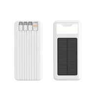 Batterie Externe Solaire 10000mAh à 50000mAh avec Câbles Intégrés, Chargeur Portable, Batterie Externe, Lampe LED d'Urgence, Powerbank pour le Camping