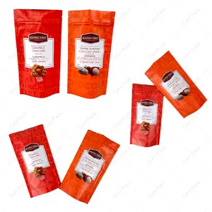 Wholesale High Quality Die Cut Chocolate Stand Up Pouch With Zipper Plastic Food Snack Packaging Bags With Tear Notch