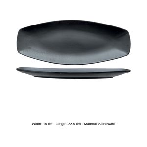 Plat de service rectangulaire en grès japonais 38,5 × 15 cm noir mat Tognana - Product Image 3