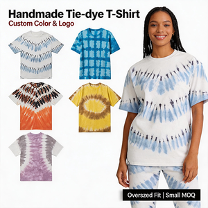 T-shirt pour homme en coton 100% tricoté, 180g, respirant, écologique, à motifs géométriques tie-dye, coupe décontractée, personnalisable - Product Image 1