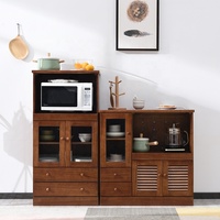 Four à micro-ondes combiné Armoire de cuisine en bois massif avec rangement et tiroirs