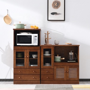 <span class=keywords><strong>Four</strong></span> à micro-ondes combiné Armoire <span class=keywords><strong>de</strong></span> cuisine en bois massif avec rangement et tiroirs - Product Image 4