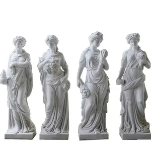 Life size garden four seasons lady marble stone statues