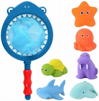 Jouet de bain flottant pour la pêche, animaux qui font des jets d'eau, jeux avec filet à poissons, jeu dans la baignoire, la salle de bain, la piscine