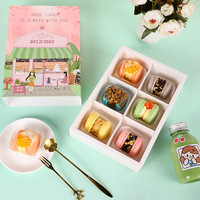 Vente en gros de bonbon sucré de qualité alimentaire pour dessert biscuit boîte en papier curseur macarons gâteau crêpe biscuit brownie boîte d'emballage avec séparateur