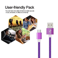 Kabel pengisi daya USB mikro Tipe C, kabel Data USB mikro kepang