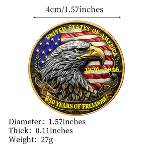 Pièce commémorative « 250 ans de liberté » – Artisanat métallique – Vie, Liberté et <span class=keywords><strong>la</strong></span> poursuite du <span class=keywords><strong>bonheur</strong></span> – Objet de collection souvenir - Product Image 4