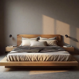 <span class=keywords><strong>Letto</strong></span> in Legno Massello Stile Japandi Personalizzato con Testiera a Doghe Allungata, <span class=keywords><strong>Letto</strong></span> King Size Moderno e Lussuoso per Progetti di Hotel Boutique - Product Image 5