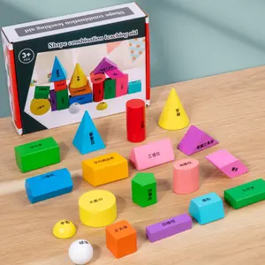 Bloques de construcción geométricos que enseñan juguetes de SIDA con formas ricas que cumplen con los requisitos de aprendizaje juguete educativo para niños