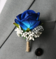 Bunga Mawar Sutra Buatan Tangan Terlaris Lintas Negara, Boutonniere Mawar Putih, Korsase Gaya Eropa untuk Pernikahan, Bunga Pengiring Pengantin