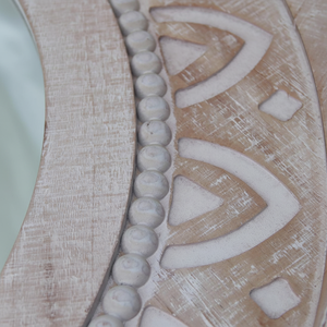 PARISLOFT Round <b>Wood</b> <b>Mirror</b> with Carved <b>Frame</b>, Rustic <b>Large</b> Wall <b>Mirror</b>, Decorative <b>Mirrors</b> for Wall Decor, Living Room, Bedroom - Product Image 1