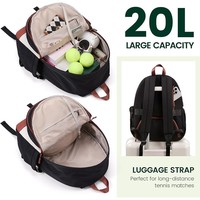Sac à dos de sport portable en polyester imperméable pour raquettes de pickleball et de tennis, sac de badminton pour femmes avec compartiment à chaussures pour activités de plein air