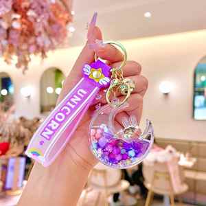 2024 New Arrival Cartoon Cute <b>Rabbit</b> Moon Liquid Keychain Crystal Flowing Sand Bottle Luminous Keyring Car Key Bag Pendant Gifts - Product Image 4