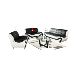 Best Selling Modern 1 2 3-Seater <b>Bedroom</b> <b>Sofa</b> Loveseat Set & Chair Black Faux Leather White Gray Square Apartments Hotels - Product Image 4
