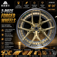 Jantes forgées sur mesure de 18 à 24 pouces en 2 pièces, couleur or champagne, à rayons en Y fendus, en aluminium 6061-T6 pour voitures de luxe