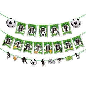 <span class=keywords><strong>Ensemble</strong></span> de bannière et de décorations de gâteau sur le thème du football avec guirlande suspendue et pics pour cupcakes pour les fournitures de fête de football pour garçons - Product Image 4