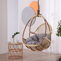 Fauteuil suspendu en rotin véritable de style nordique, chaise à bascule en rotin pour intérieur et extérieur, idéale pour balcon et gîte