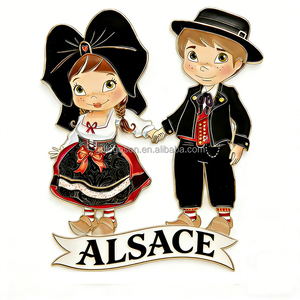 Aimant de réfrigérateur en métal émaillé, souvenir de l'<span class=keywords><strong>Alsace</strong></span>, France, de qualité supérieure, motif chalet et horloge coucou, cadeau touristique - Product Image 4