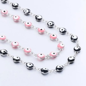 Bracelets en acier inoxydable couleur argent, collier chaîne œil porte-bonheur pour femme, plusieurs couleurs personnalisables - Product Image 5