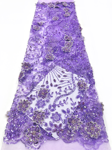 NI.AI 2026 Tissu de dentelle française de luxe Aso Ebi perlé avec paillettes, tissus de dentelle perlée à paillettes du Nigeria, matière pour mariée et soirée - Product Image 2