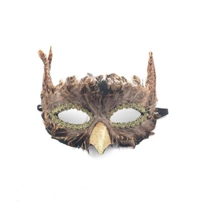 Fabbricazione di mezza faccia Anime con <span class=keywords><strong>gufo</strong></span> di uccelli <span class=keywords><strong>maschera</strong></span> di piume di carnevale di Halloween maschere per feste di carnevale con naso nero oro maschere per animali su misura per donne uomini - Product Image 1