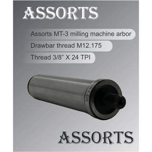 Porte-outil de fraiseuse ASSORTS MT3 M-12.175, barre de traction 3/8\" x 24 TPI, filetage sécurisé, composant de roulement central d'outil efficace - Product Image 4