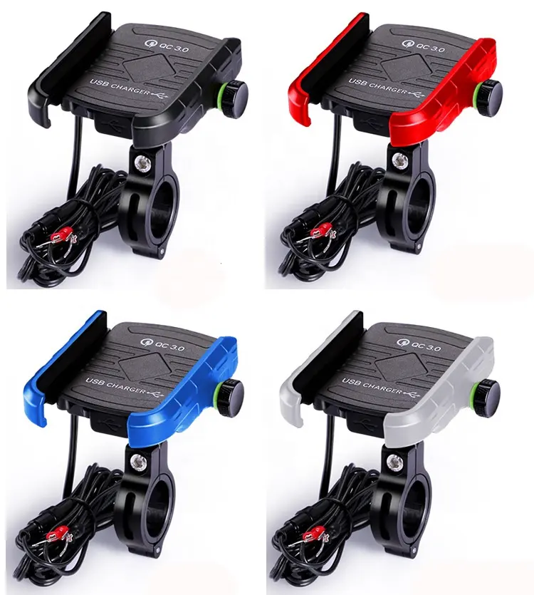 Motorcycle Phone Mount Waterproof 360 Rotatable Motorbike Phone Holder with USB QC 3.0 Charge