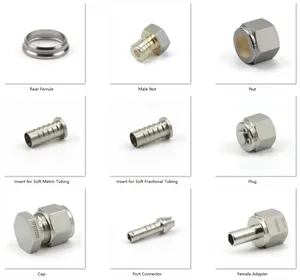 स्वगेलोक टाइप 316 स्टेनलेस स्टील 1/16 से 1 इंच फेरूल नट टाइप ट्यूब एंड फिटिंग